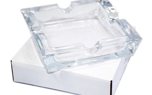 Szivar hamutartó - kristályüveg, négyzet (15x15cm)