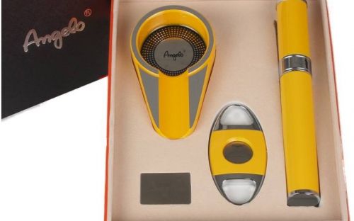 Szivarhamutartó, szivartok és szivarvágó AJÁNDÉK szett - sárga