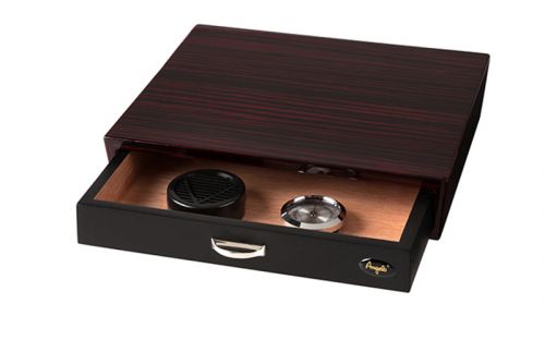 Humidor 30 szál szivar részére, bordó cédrusfa szivar doboz, párásítóval, hygrométerrel - fiókos