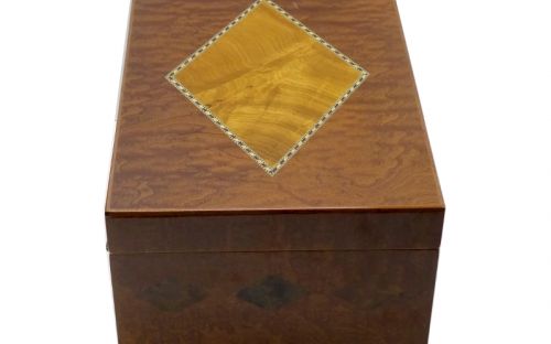 Humidor 80 szivar részére, spanyol cédrusfa, intarziás szivar doboz, párásítóval, digitális higrometerrel - intarziás