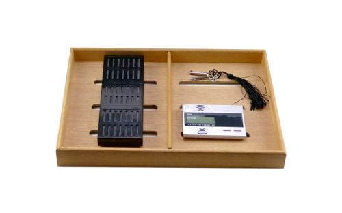 Humidor 80 szivar részére, spanyol cédrusfa, intarziás szivar doboz, párásítóval, digitális higrometerrel - intarziás