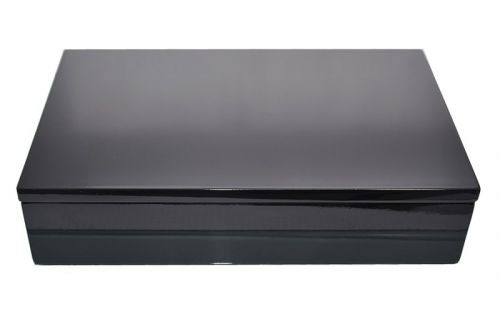 Humidor 10 szál szivar részére, spanyol cédrusfa szivartartó doboz - lakkfekete