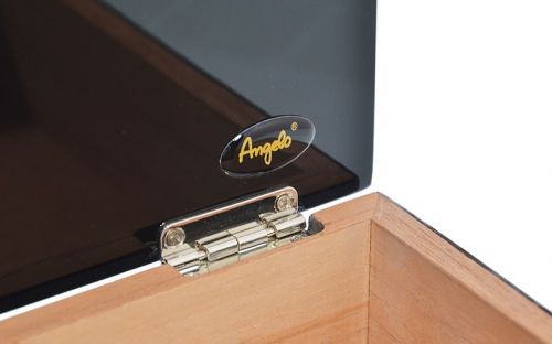 Humidor 10 szál szivar részére, spanyol cédrusfa szivartartó doboz - lakkfekete