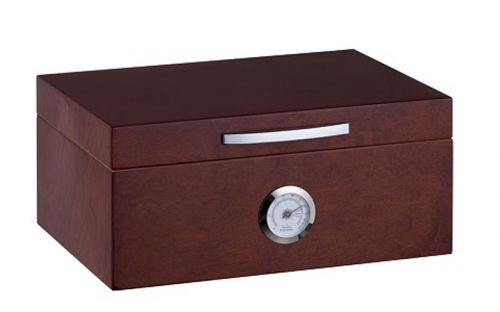 Humidor 50 szál szivar részére, cédrusfa szivar doboz, akrillpolymer kristályos párásítóval, hygrométerrel - barna, Angelo