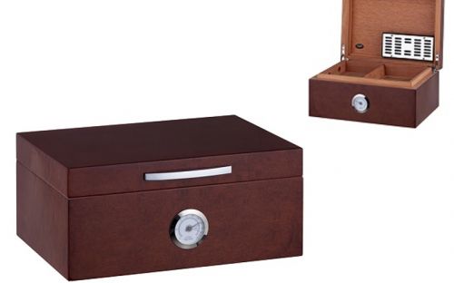Humidor 50 szál szivar részére, cédrusfa szivar doboz, akrillpolymer kristályos párásítóval, hygrométerrel - barna, Angelo