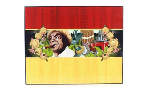 Humidor 50 szál szivar részére, lakkozott szivartartó doboz, kulccsal zárható, párásító és belső hygrometer - Cigarman