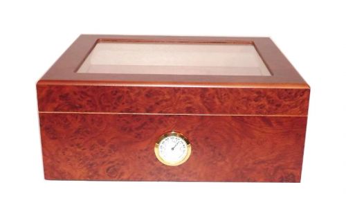 Humidor 50 szál szivar részére, üvegtetős spanyol cédrusfa szivar doboz, párásítóval, hygrométerrel - Bruyere