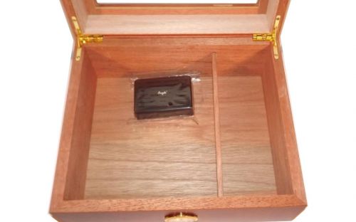 Humidor 50 szál szivar részére, üvegtetős spanyol cédrusfa szivar doboz, párásítóval, hygrométerrel - Bruyere
