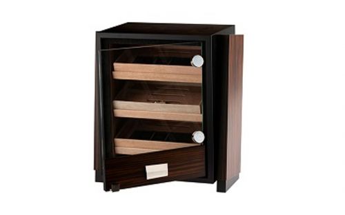 Humidor szekrény 80 szivar részére, négyszögletes szivar tároló szekrény, üveg ajtóval - barna, Angelo