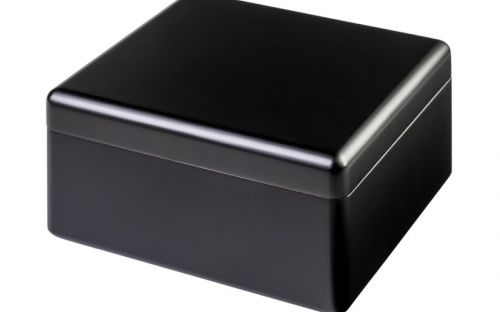Humidor 50 szivar részére, fekete színű spanyol cédrusfa szivar doboz, párásító, digitális hygrométer - Angelo