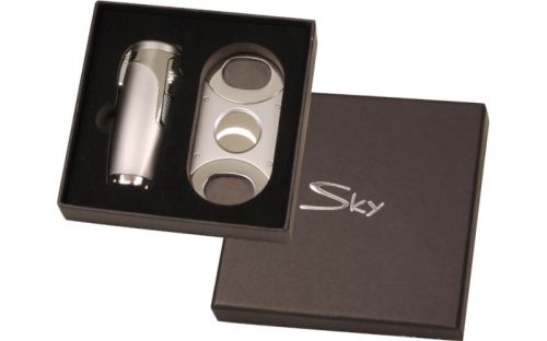 AJÁNDÉK szett Szivarngyújtó + szivarvágó - SKY