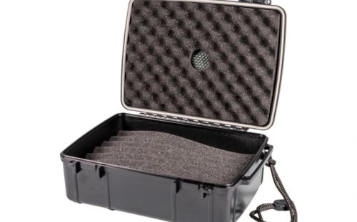 Utazó humidor - akril szivartartó doboz utazáshoz, párásítóval, fekete, Passatore (24x18cm)