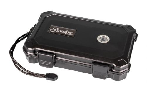 Utazó humidor - 5 szivarnak, szivartartó doboz utazáshoz, párásítóval - fekete akril, Passatore (23x15cm)