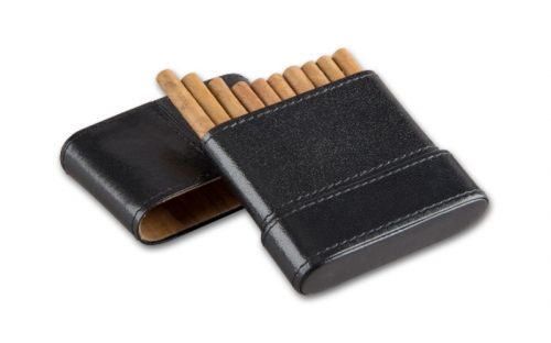 Szivarka tartó tok 10 szálas - fekete bőr (85x85mm)