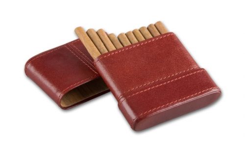 Szivarka tartó tok 10 szálas - barna bőr (85x85mm)