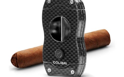 Szivarvágó Colibri - V-Cut, carbon/fekete (23mm)