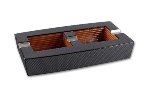 Szivar hamutartó 2 szivar részére - fekete carbon (25x14cm)