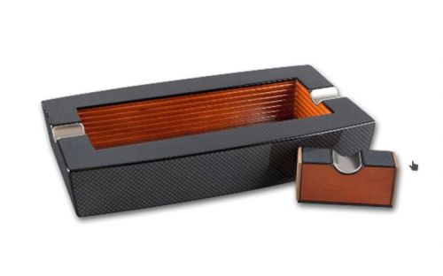 Szivar hamutartó 2 szivar részére - fekete carbon (25x14cm)