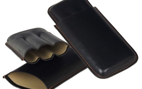 Szivartok fekete bőrből - 3 szivar részére (15x9cm)