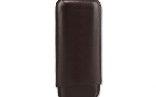 Szivartok barna bőrből - 3 Double Corona szivar részére (20x8,5cm)