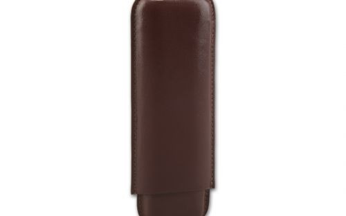 Szivartok 2 Double Corona szivar részére, barna bőr (20x7,5cm)