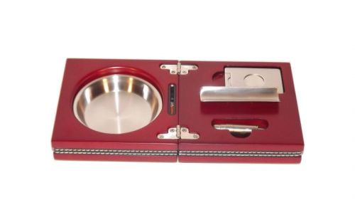 Összecsukható bőr szivar hamutartó + szett