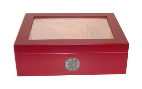 Medici Humidor 40 szál szivar részére, cédrusfa szivardoboz üvegtetővel, párásítóval - cherry