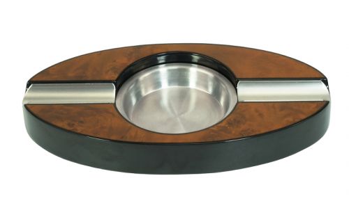 Szivar hamutartó 2 szivarnak - ovál, barna