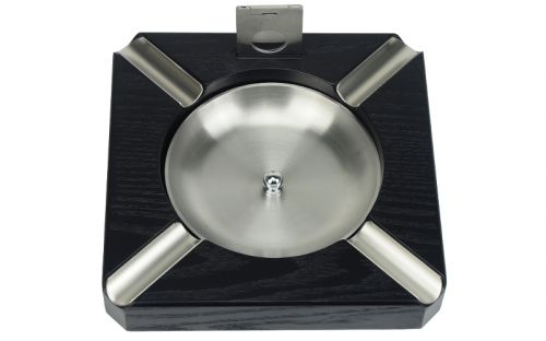 Szivar hamutartó - fekete, 4 szivarnak + szivarvágó AJÁNDÉK!