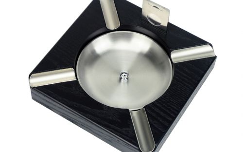 Szivar hamutartó - fekete, 4 szivarnak + szivarvágó AJÁNDÉK!