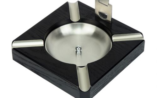 Szivar hamutartó - fekete, 4 szivarnak + szivarvágó AJÁNDÉK!