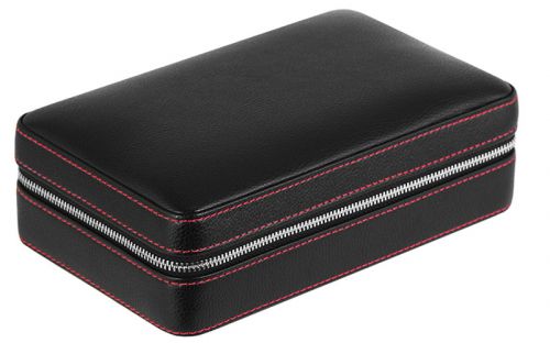 Utazó humidor - spanyol cédrusfa szivartartó doboz 4 szál szivarnak, fekete