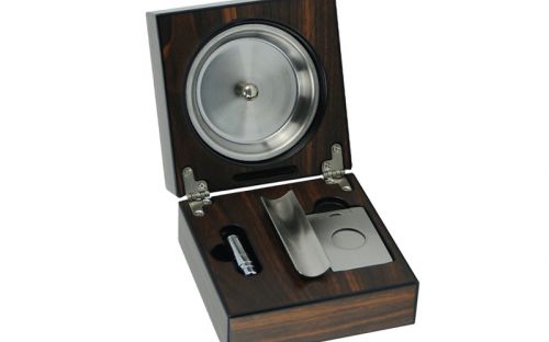 Összecsukható barna fa szivar hamutartó + szett