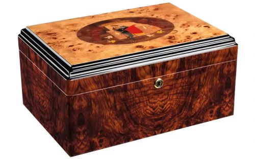 Luxuskivitelű humidor 60-80 szivar részére, Habana spanyol cédrusfa szivardoboz, párásítóval, higrométerrel