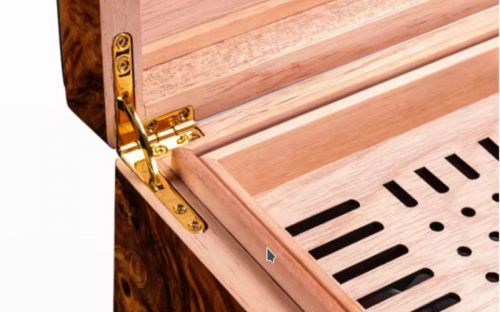 Luxuskivitelű humidor 60-80 szivar részére, Habana spanyol cédrusfa szivardoboz, párásítóval, higrométerrel