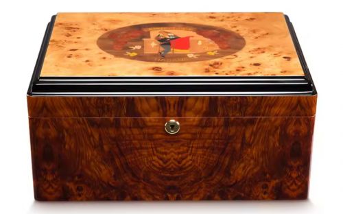 Luxuskivitelű humidor 60-80 szivar részére, Habana spanyol cédrusfa szivardoboz, párásítóval, higrométerrel