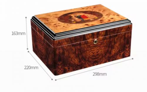 Luxuskivitelű humidor 60-80 szivar részére, Habana spanyol cédrusfa szivardoboz, párásítóval, higrométerrel