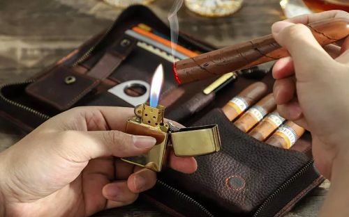 Szivartok 5 szivarnak - bőr utazótáska, kávébarna