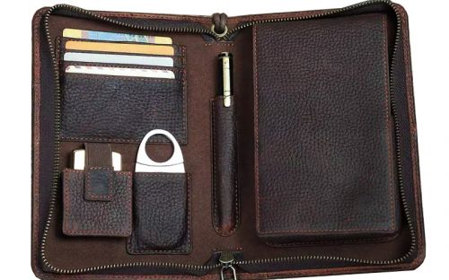 Szivartok 5 szivarnak - bőr utazótáska, kávébarna