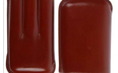 Szivartok - 3 Robusto szivar részére, barna bőr (15x10x2,8cm)