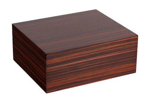 Humidor 40 szál szivar részére, ébenfa hatású, spanyol cédrusfa, párásító, hygrometer - sötétbarna,  Achenty!