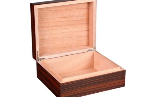 Humidor 40 szál szivar részére, ébenfa hatású, spanyol cédrusfa, párásító, hygrometer - sötétbarna,  Achenty!