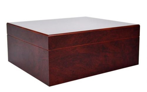 Humidor 50 szál szivar részére, spanyol cédrusfa szivar tároló doboz, párásító, hygrometer - bordó, Achenty!