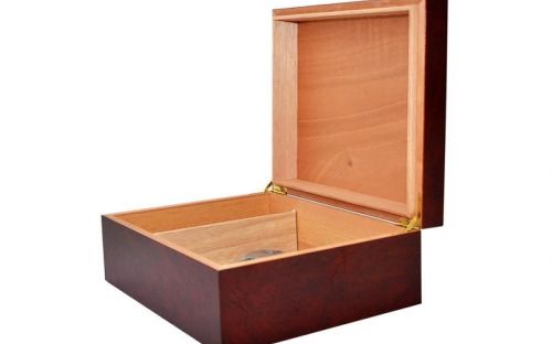 Humidor 50 szál szivar részére, spanyol cédrusfa szivar tároló doboz, párásító, hygrometer - bordó, Achenty!