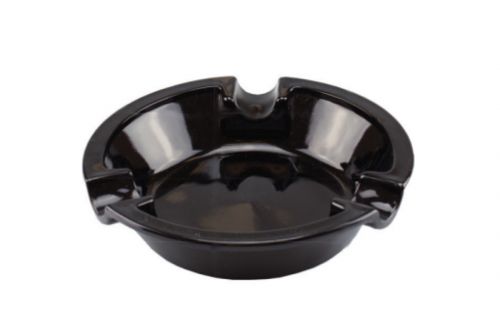 Szivar hamutál - fekete üveg, kerek, 3 szivarnak