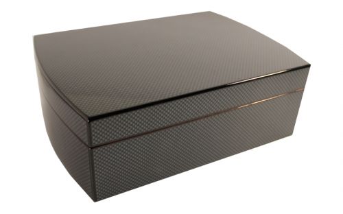 Humidor 30 szivar részére, spanyol cédrusfa szivar tároló doboz, belső hygrométerrel, párásítóval + AJÁNDÉK szett! carbon