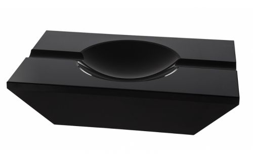 Kristályüveg szivar hamutartó - fekete, trapéz