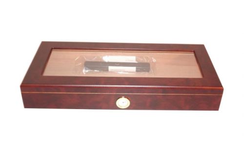 Humidor 30 szál szivar részére, barna cédrusfa szivar doboz, üvegtetővel, párásítóval, hygrométerrel - hosszú, Angelo
