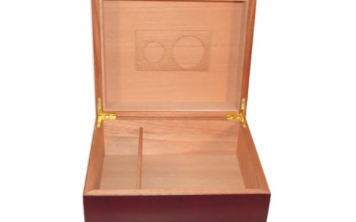Humidor 40 szál szivar részére, cédrusfa szivar tároló doboz, párásítóval, hygrométerrel - bordó + AJÁNDÉK szett!