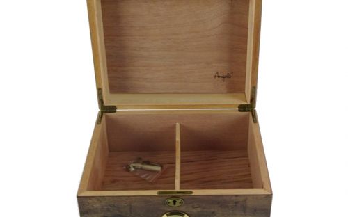 Antik Humidor 50 szivar részére, cédrusfa szivar doboz, párásítóval, hygrométerrel - Angelo